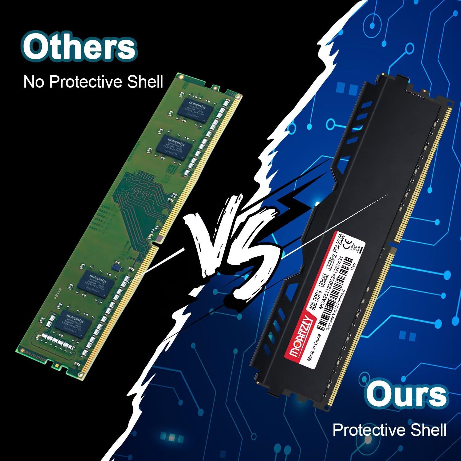 Moaffzey DDR4 RAM 8GB 3200MHz Desktop RAM PC4-25600 UDIMM Non-ECC